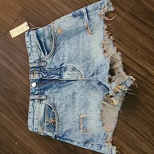 Rainbow Fringe Denim Shorts